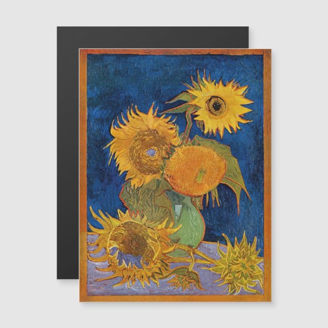Vincent Van Gogh - Solblommor, andra versionen Magnetisk Inbjudningskort (Fram/baksida)