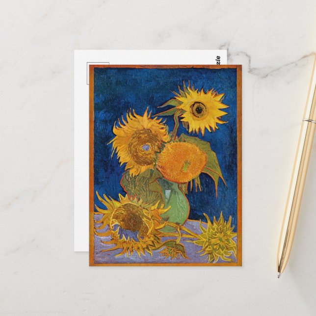 Vincent Van Gogh - Solblommor, andra versionen Vykort (Fram/Back In Situ)