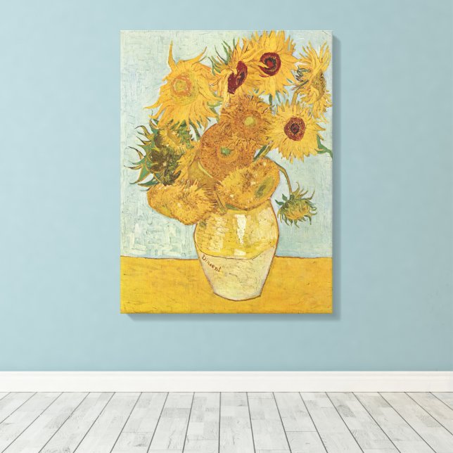 Vincent Van Gogh - Solblommor, tredje versionen Canvastryck (Insitu (trägolv))
