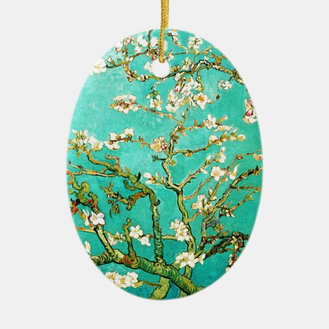Vincent Van Gogh som blomstrar mandelträd Julgransprydnad Keramik (Framsidan)