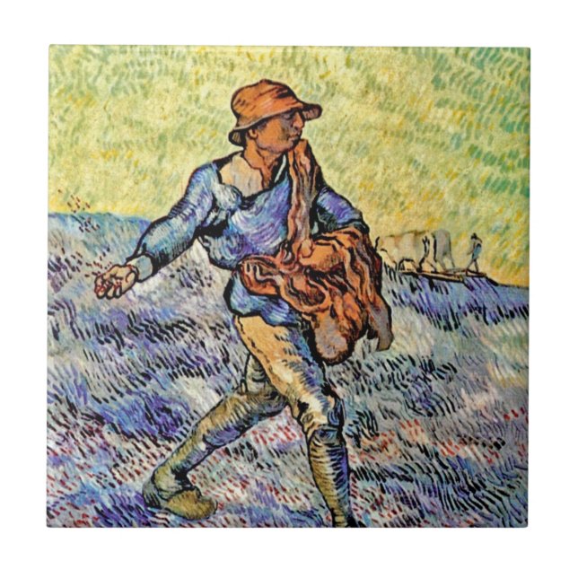 Vincent Van Gogh - Sower - Fin konsmålning Kakelplatta (Framsidan)