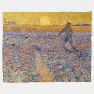 Vincent van Gogh - Sower med Setting Sol Fleecefilt