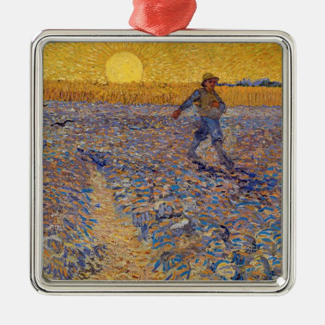 Vincent van Gogh - Sower med Setting Sol Julgransprydnad Metall (Framsidan)