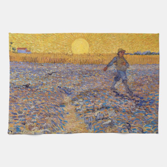 Vincent van Gogh - Sower med Setting Sol Kökshandduk (Horisontell)