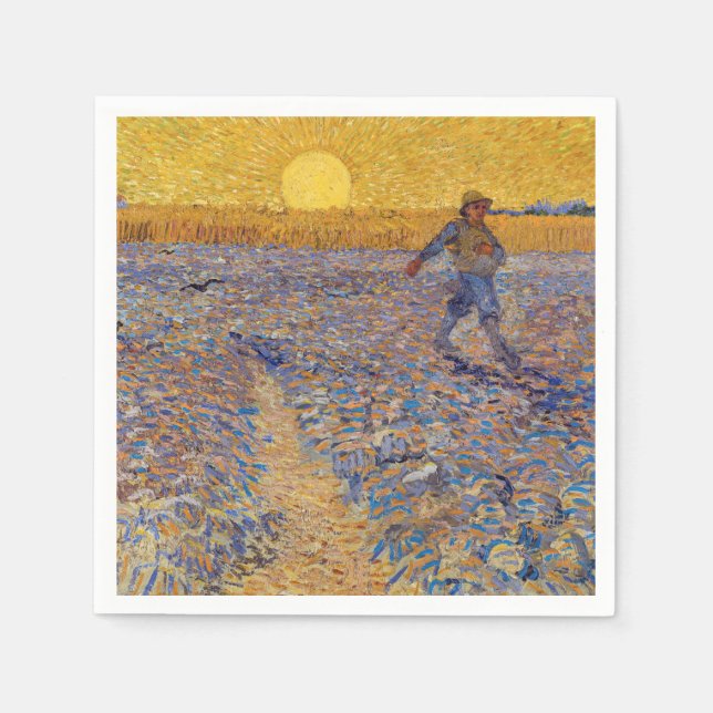 Vincent van Gogh - Sower med Setting Sol Pappersservett (Framsidan)