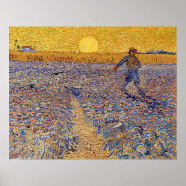 Vincent van Gogh - Sower med Setting Sol Poster (Framsidan)