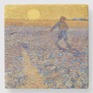 Vincent van Gogh - Sower med Setting Sol Stenunderlägg