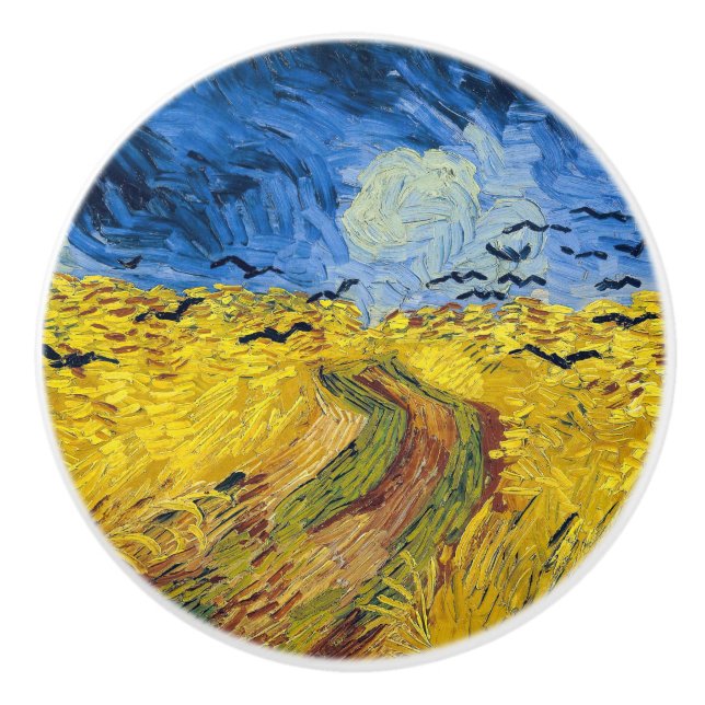 Vincent van Gogh - Spannmål fält med kråkor Knopp (Framsidan)