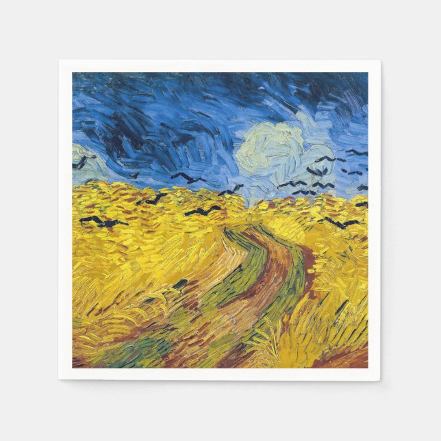 Vincent van Gogh - Spannmål fält med kråkor Pappersservett (Framsidan)