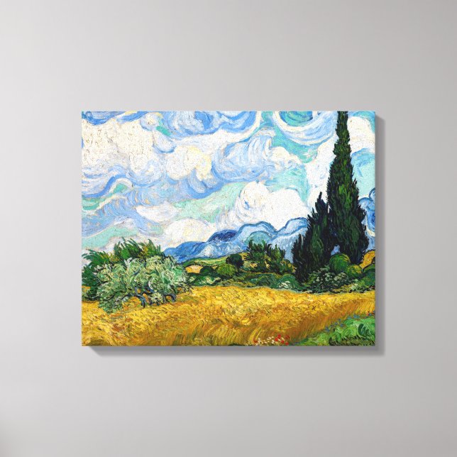 Vincent Van Gogh - Spannmålsfält med cypresser Canvastryck (Framsida)
