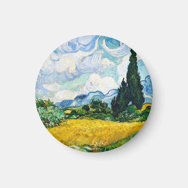 Vincent Van Gogh Spannmålsfält med cypresser Magnet (Framsidan)