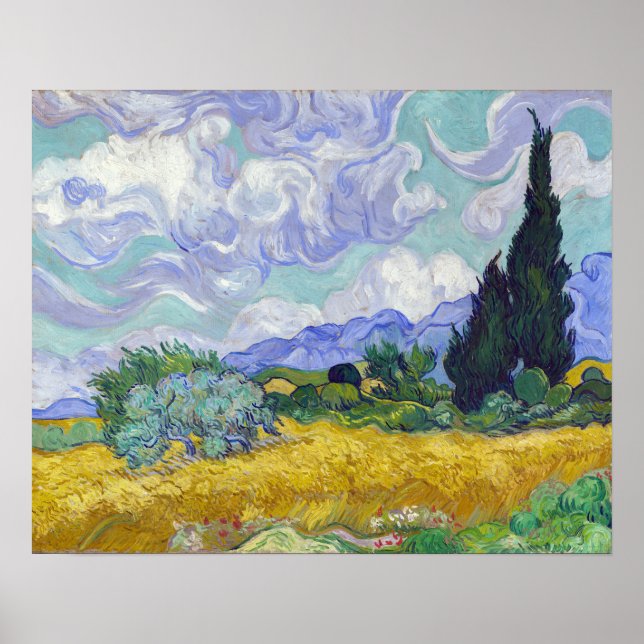Vincent Van Gogh - Spannmålsfält med cypresser Poster (Framsidan)