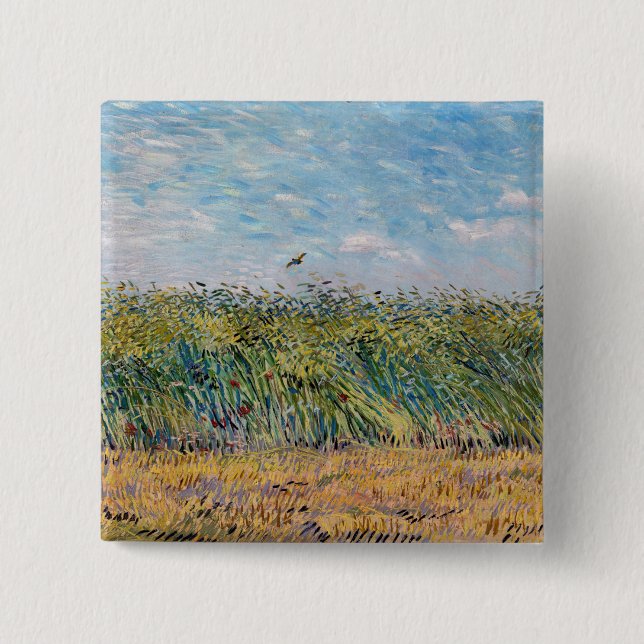 Vincent van Gogh - Spannmålsfält med en lärka Knapp (Framsida)