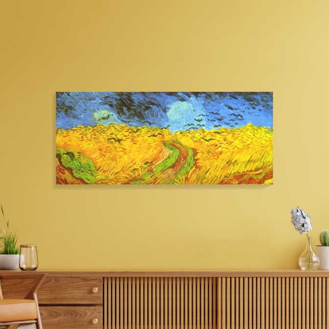 Vincent van Gogh Spannmålsfält med kråkor Canvastryck (Insitu (Vardagsrum))
