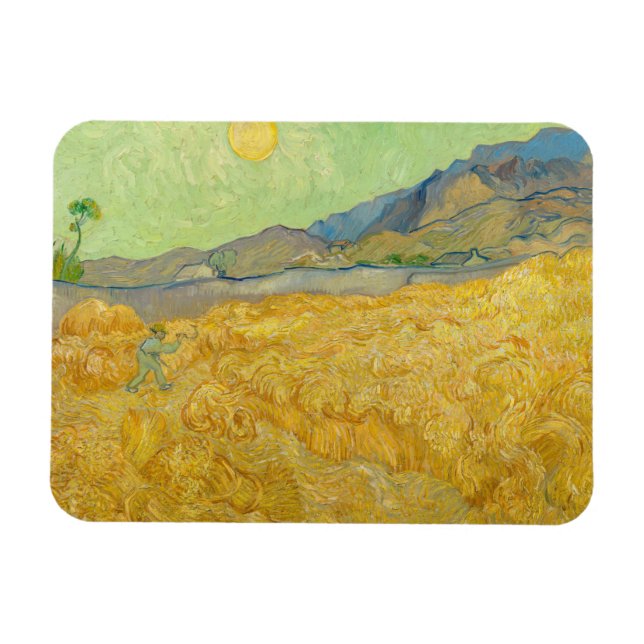 Vincent van Gogh - Spannmålsfält med skördeman Magnet (Horisontell)