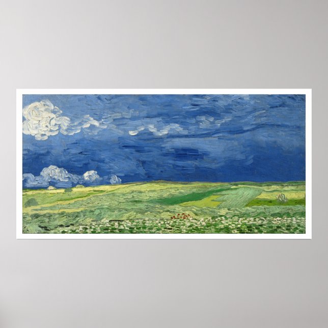 Vincent Van Gogh Spannmålsfält under åskmoln Poster (Framsidan)
