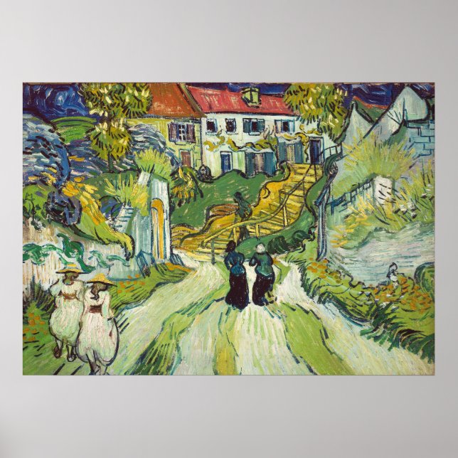Vincent van Gogh Stairway på Auvers Poster (Framsidan)