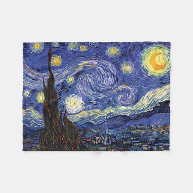 Vincent Van Gogh - Starry Natt Fine Art Fleecefilt (Framsidan (Horisontell))