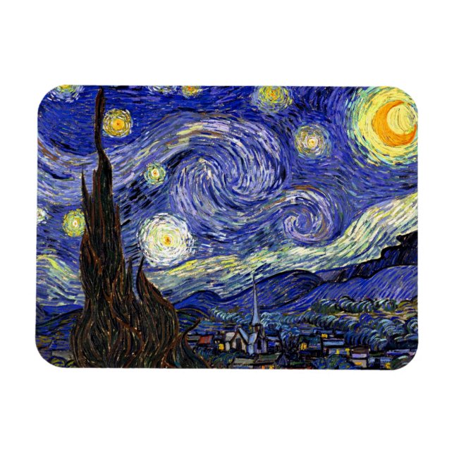Vincent Van Gogh - Starry Natt Fine Art Magnet (Horisontell)