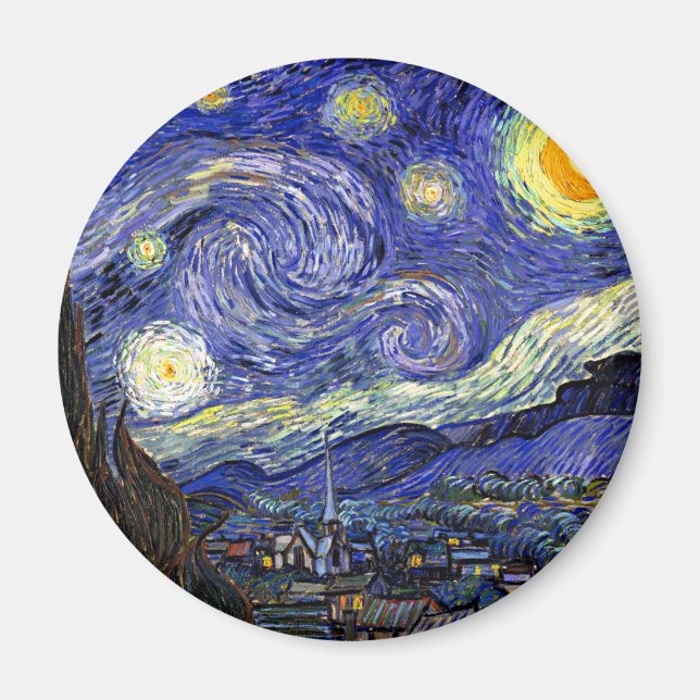 Vincent Van Gogh - Starry Natt Fine Art Magnet (Framsidan)