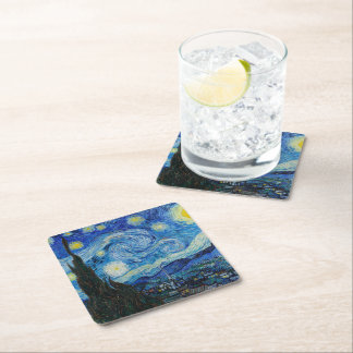Vincent Van Gogh, Starry Natt Fine Art Underlägg Papper Kvadrat
