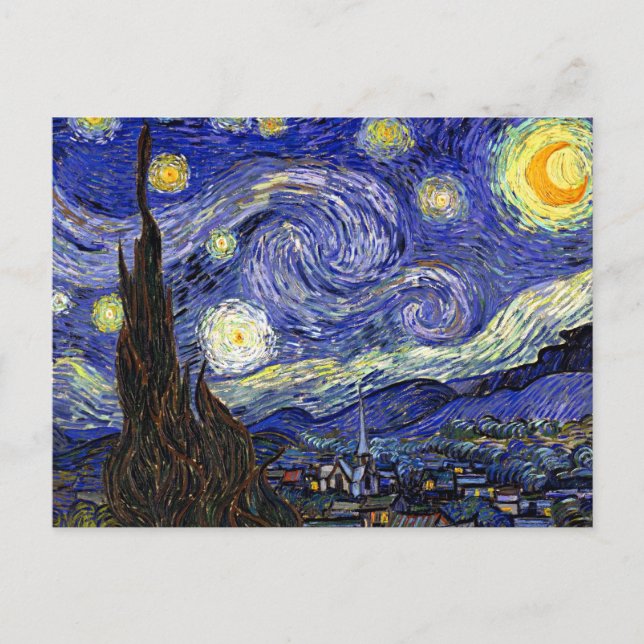 Vincent Van Gogh - Starry Natt Fine Art Vykort (Framsida)