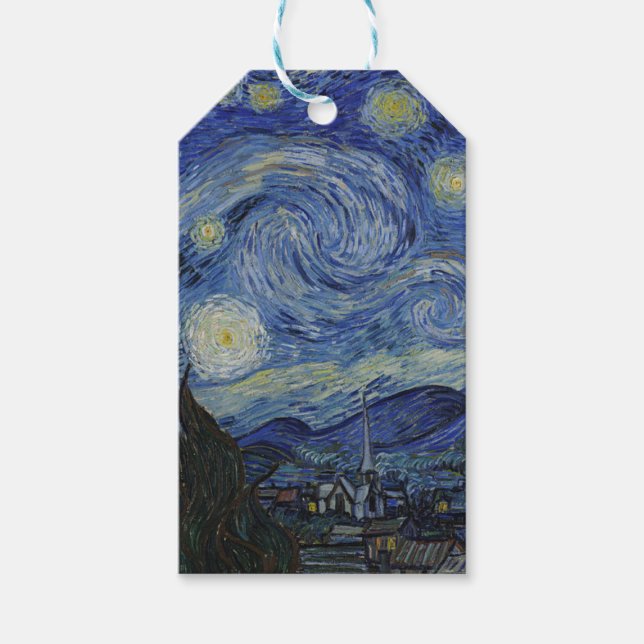 Vincent Van Gogh - Starry Natt. Konsfärg Presentetikett (Framsidan)