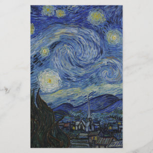 Vincent Van Gogh - Starry Natt. Konturmålning Brevpapper