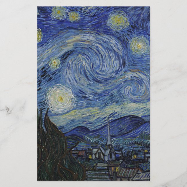 Vincent Van Gogh - Starry Natt. Konturmålning Brevpapper (Framsida)