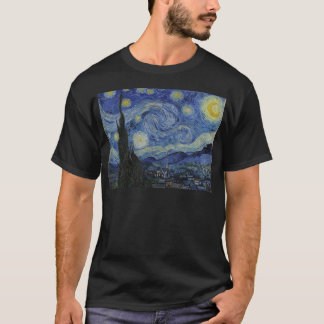 Vincent Van Gogh - Starry Natt. Konturmålning Tee Shirt