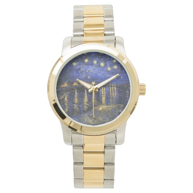 Vincent Van Gogh Starry Natt om Rhone Armbandsur (Framsida)