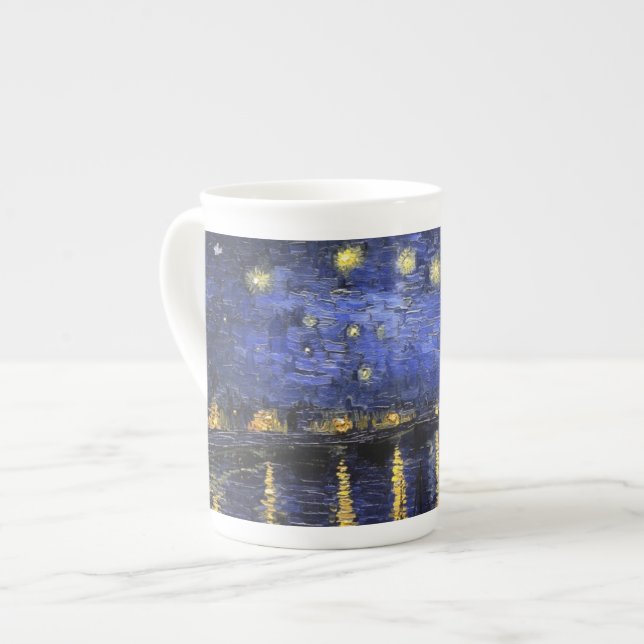 Vincent Van Gogh Starry Natt om Rhone Benporslin Mugg (Framsida vänster)