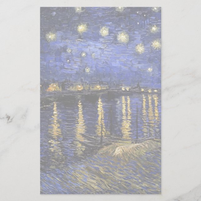 Vincent Van Gogh Starry Natt om Rhone Brevpapper (Framsida)