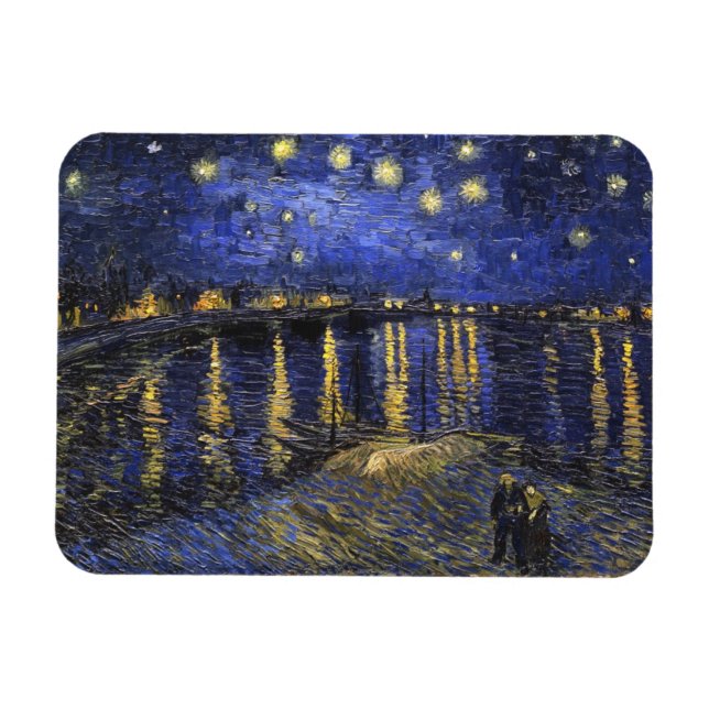 Vincent Van Gogh Starry Natt om Rhone Magnet (Horisontell)