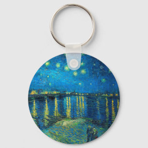 Vincent Van Gogh Starry Natt om Rhone Nyckelring