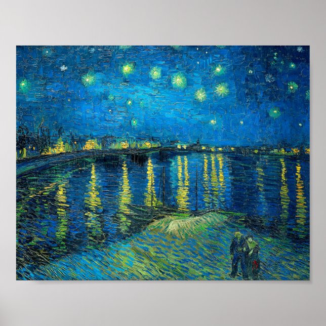 Vincent Van Gogh Starry Natt om Rhone Poster (Framsidan)