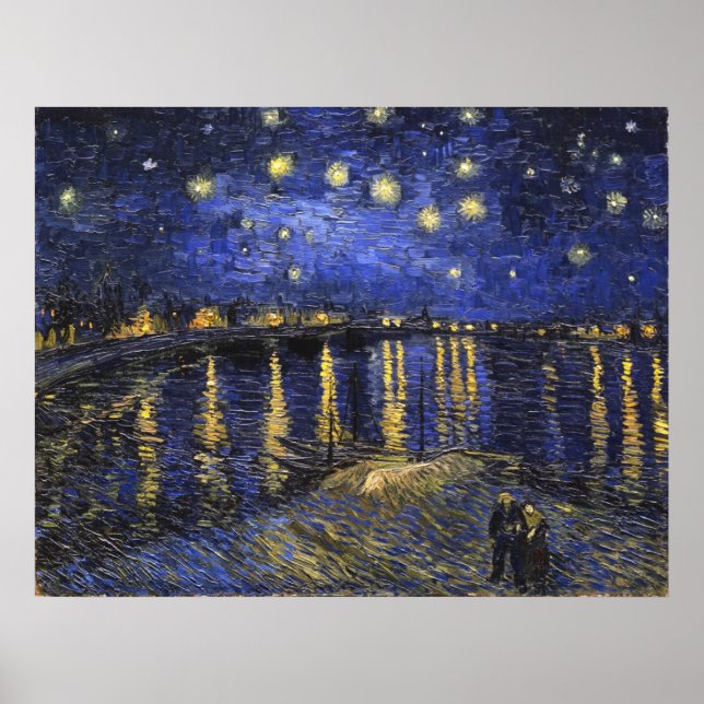 Vincent Van Gogh Starry Natt om Rhone Poster (Framsidan)