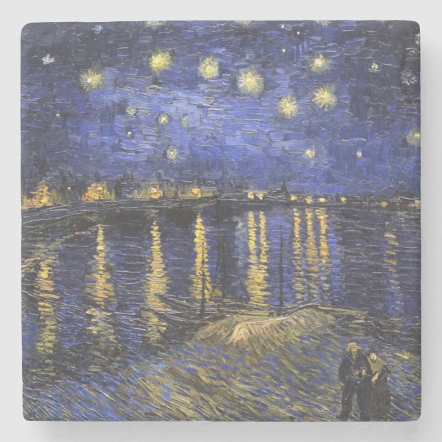 Vincent Van Gogh Starry Natt om Rhone Underlägg Sten (Framsidan)