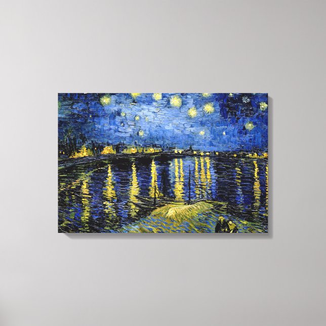 Vincent Van Gogh Starry Natt över Rhone 1888 Canvastryck (Framsida)