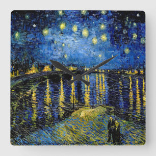 Vincent Van Gogh Starry Natt över Rhone 1888 Fyrkantig Klocka