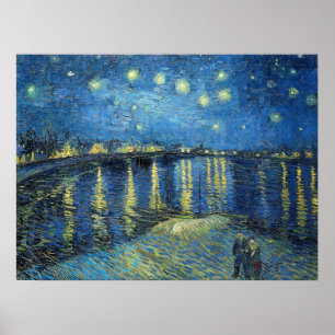 Vincent Van Gogh Starry Natt över Rhone 1888 Poster