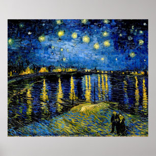 Vincent Van Gogh Starry Natt över Rhone 1888 Poster