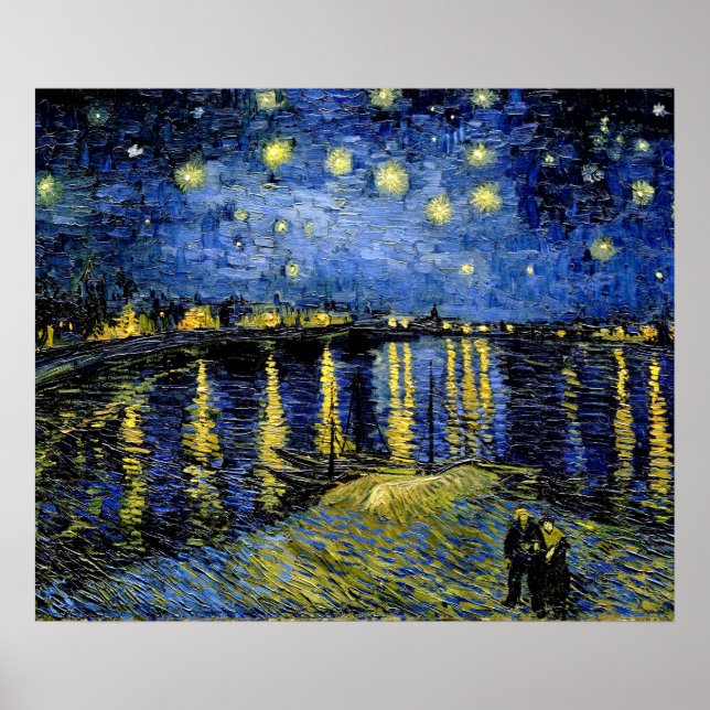 Vincent Van Gogh Starry Natt över Rhone 1888 Poster (Framsidan)