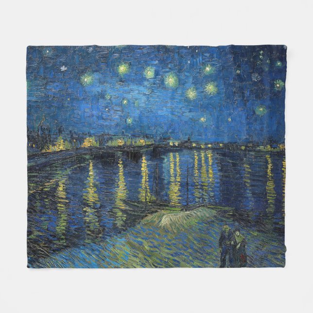 Vincent van Gogh - Starry Natt over Rhone Fleecefilt (Framsidan (Horisontell))