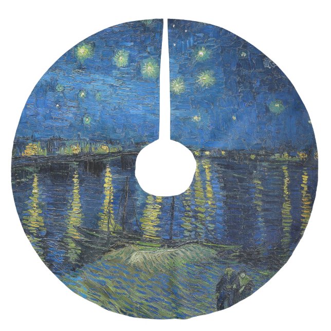 Vincent van Gogh - Starry Natt over Rhone Julgransmatta Borstad Polyester (Framsidan)