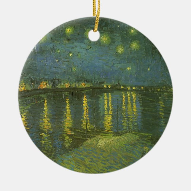 Vincent van Gogh - Starry Natt over Rhone Julgransprydnad Keramik (Framsidan)