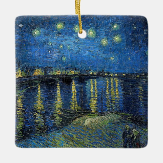 Vincent van Gogh - Starry Natt over Rhone Julgransprydnad Keramik (Framsida)