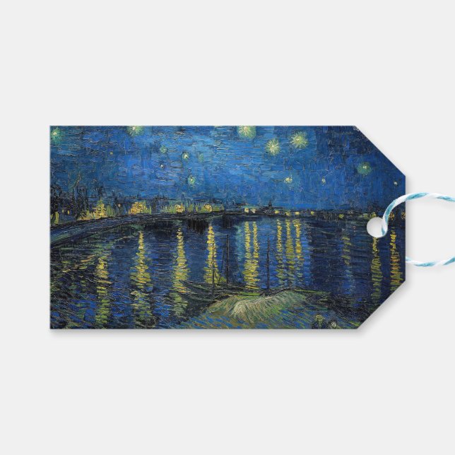 Vincent van Gogh - Starry Natt over Rhone Presentetikett (Framsidan (Horisontell))