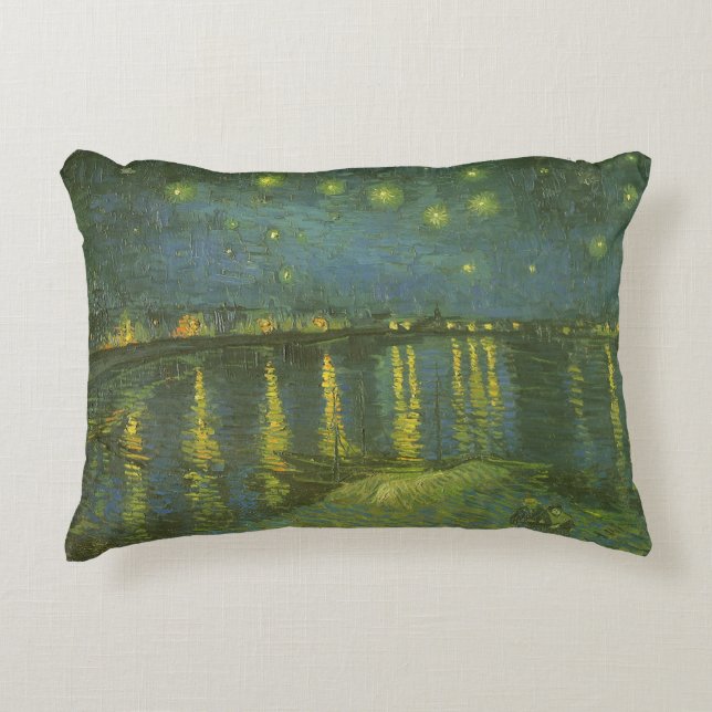 Vincent van Gogh - Starry Natt over Rhone Prydnadskudde (Framsidan)
