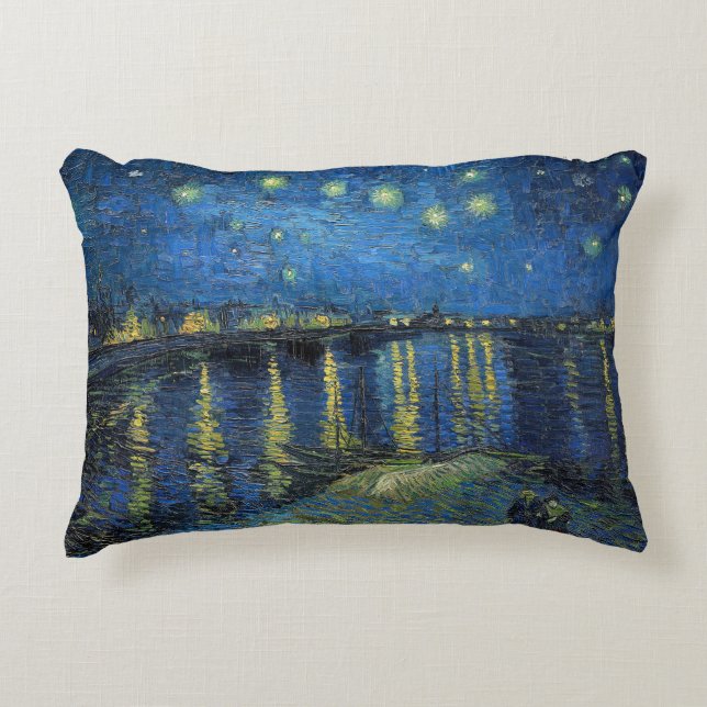Vincent van Gogh - Starry Natt over Rhone Prydnadskudde (Framsidan)